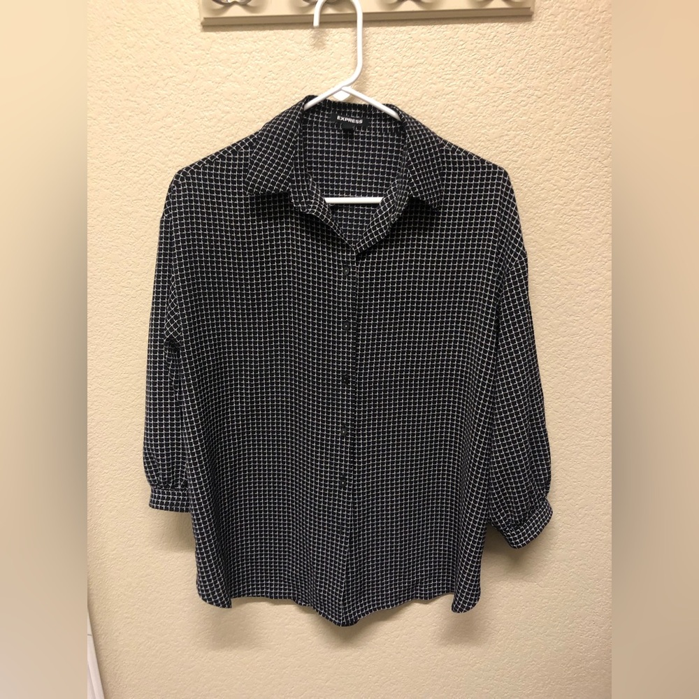Black and white polka-dot blouse